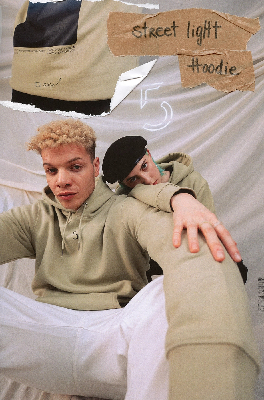 HOODIE „STREET LIGHT“ - sage