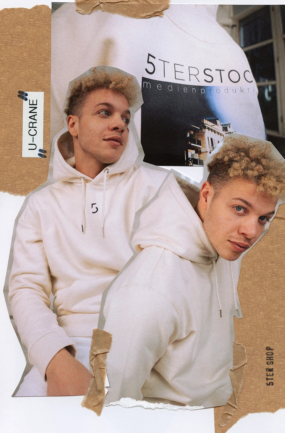 HOODIE „U-CRANE“ - natural raw