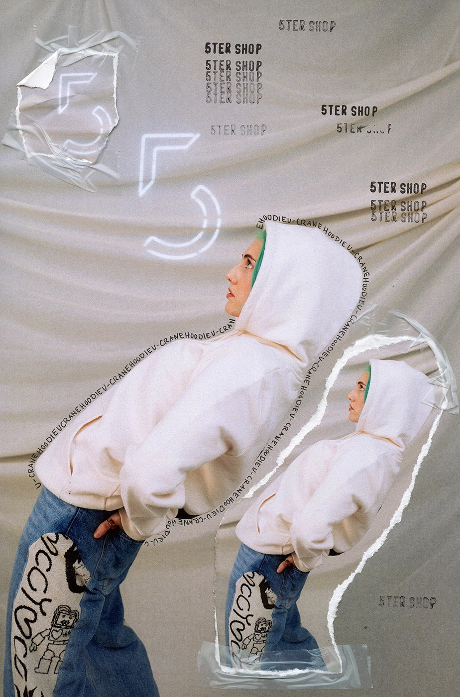 HOODIE „U-CRANE“ - natural raw