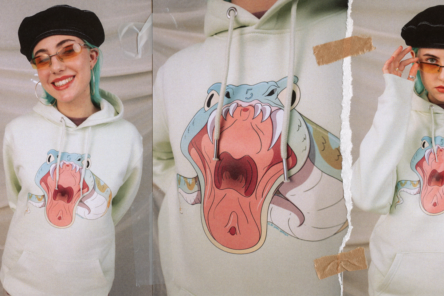 HOODIE „SNAKE“ - steem green