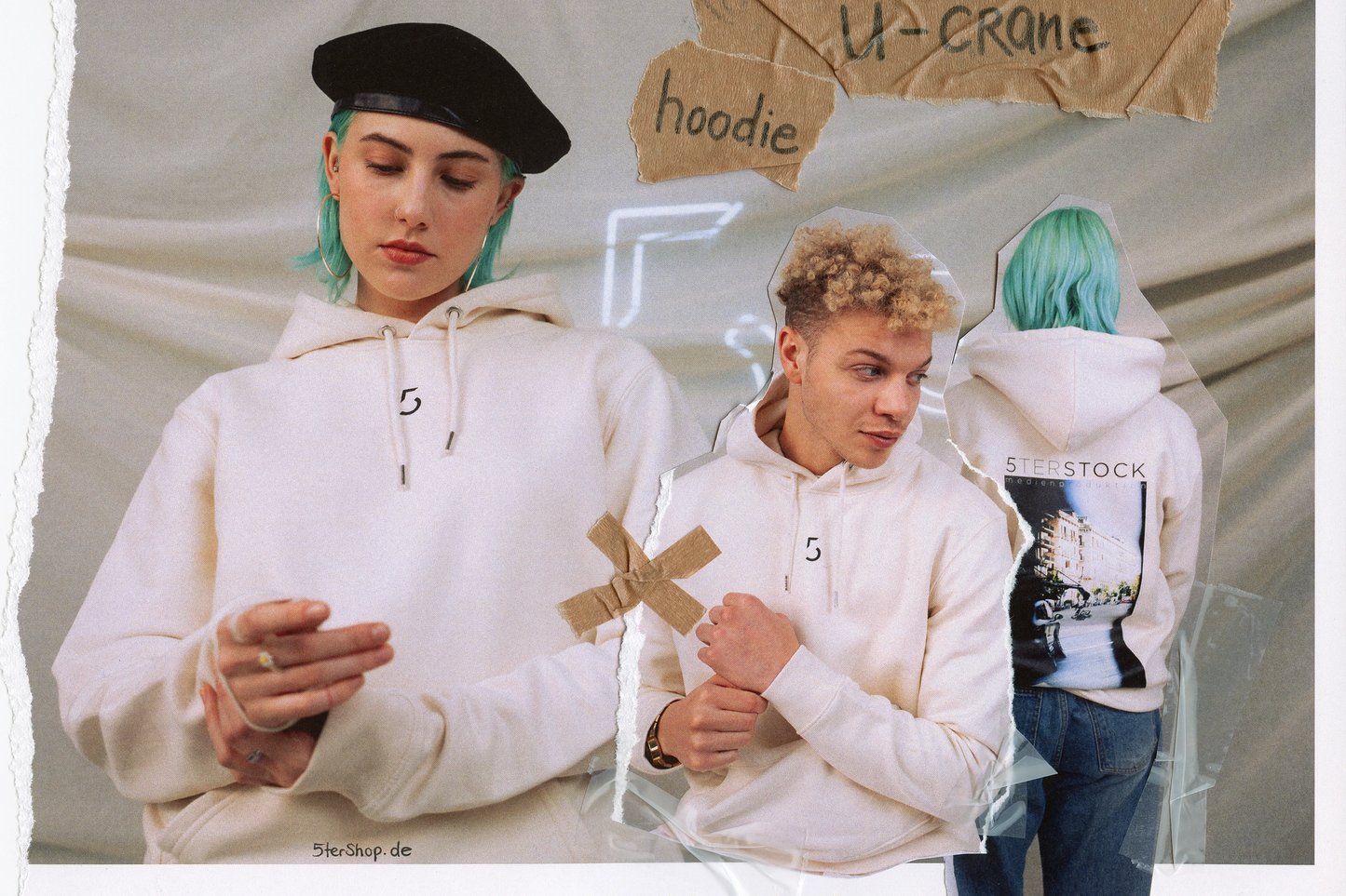 HOODIE „U-CRANE“ - natural raw