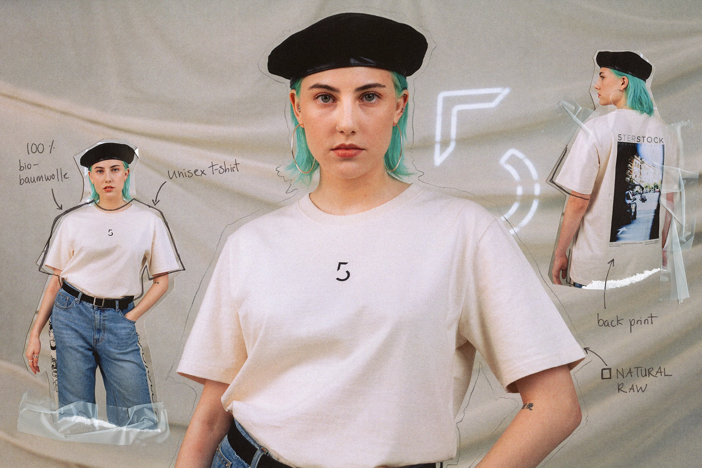 T-SHIRT „U-CRANE“ Natural raw